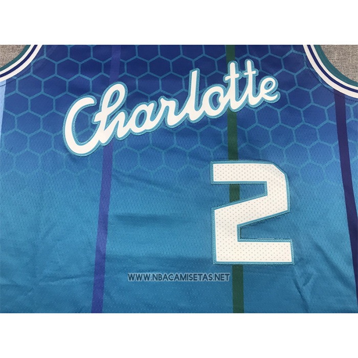 Camiseta Charlotte Hornets LaMelo Ball NO 2 Ciudad 2021-22 Azul